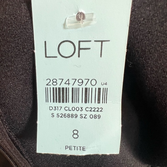 NWT Ann Taylor Loft Black White Ruffle Neckline Trim A Line Flounce Hem Dress - Picture 7 of 9